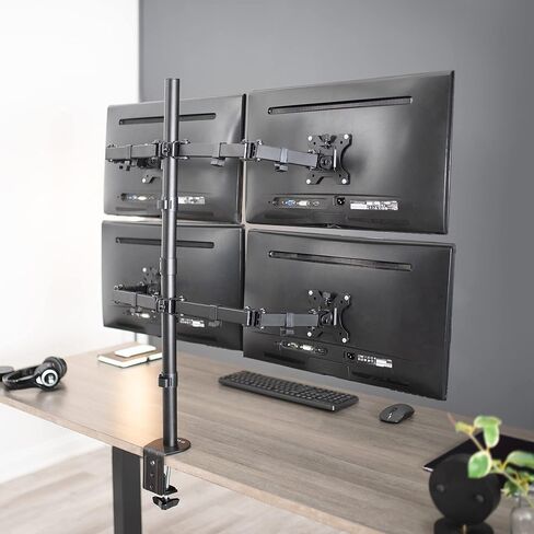 VIVO Dual 13 to 30 inch LCD Monitor Desk Mount, Fully Adjustable Stand with Tilt and Swivel, Holds 2 Screens with Max VESA 100x100, STAND-V200B in Kuwait