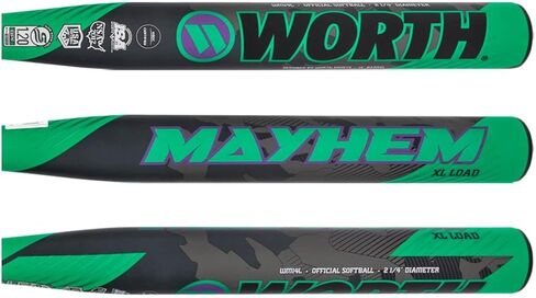 مضرب الكرة اللينة ذو الختم المزدوج مقاس 14 بوصة XL من Worth Mayhem: WM14L 34 بوصة 26 أونصة. in Kuwait