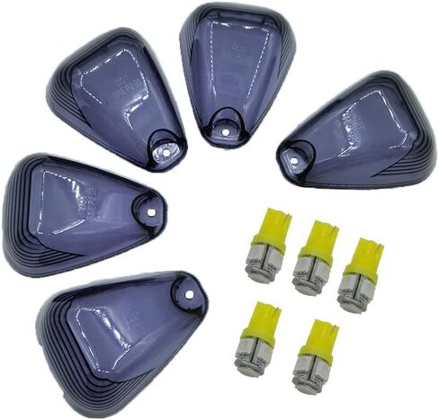 5 PCS Roof Top Marker Running Clearance Lights Lens Replacement for F150 F250 F350 F450 F550 Super Duty (Smoke Lens + Amber LED) in Saudi Arabia