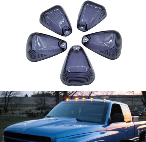 5 PCS Roof Top Marker Running Clearance Lights Lens Replacement for F150 F250 F350 F450 F550 Super Duty (Smoke Lens + Amber LED) in Saudi Arabia