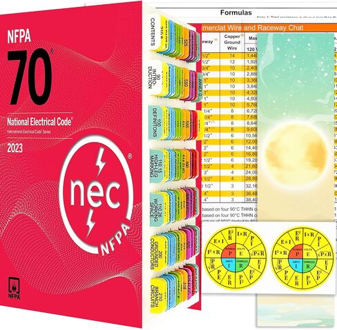 National Electrical Code 2023 NEC Code Book Tabs, 120 PCS Color-Coded Laminated Waterproof Tabs, (Book Not Included) with Wire Chart/Formula Guide and 2 Ohm’s Law Sticker and Alignment Guide in Saudi Arabia