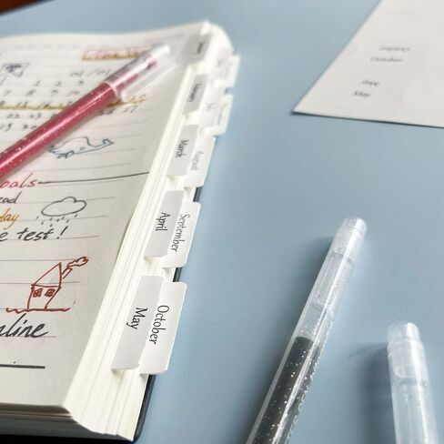 Laminated Planner Monthly Tabs, 40 Peel and Stick Tabs for Notebooks (2 Sets 12 Month Tabs and 16 Blank Tabs), Calendar Monthly Tab Stickers/Dividers (White) in Saudi Arabia
