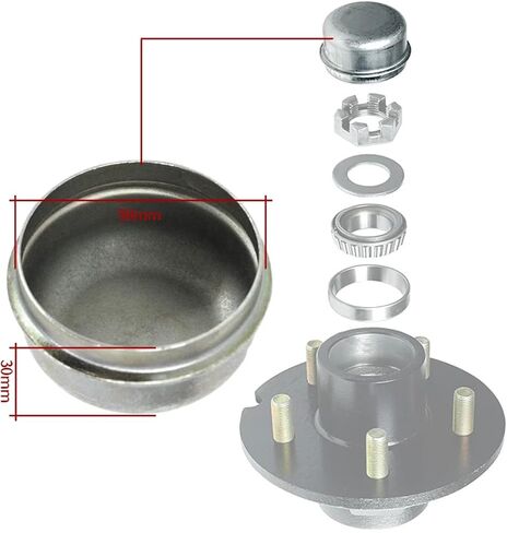 4 قطع من غطاء غبار محمل المقطورة و6 قطع من المقابس المطاطية، 1.98 بوصة استبدال محور المقطورة وغطاء محور المقطورة وغطاء الشحم ومسمار معدني لمحور المقطورة وأغطية غبار المحور in Kuwait