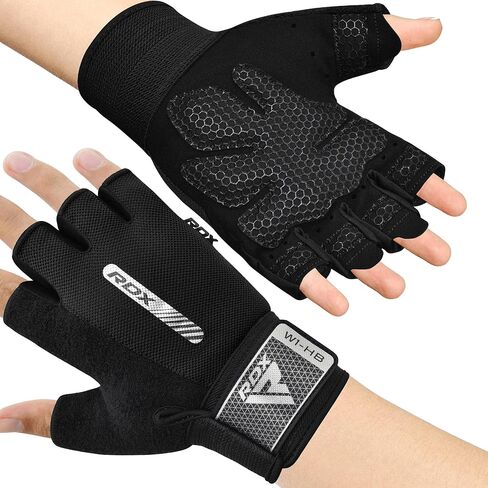 RDX Weight Lifting Gloves Gym Fitness Workout, Anti Slip Padded Full Palm Protection, Ultra Ventilated, Bodybuilding Strength Training HIIT WOD Exercise, Half Finger Men Women Cycling Rowing Climbing in Saudi Arabia