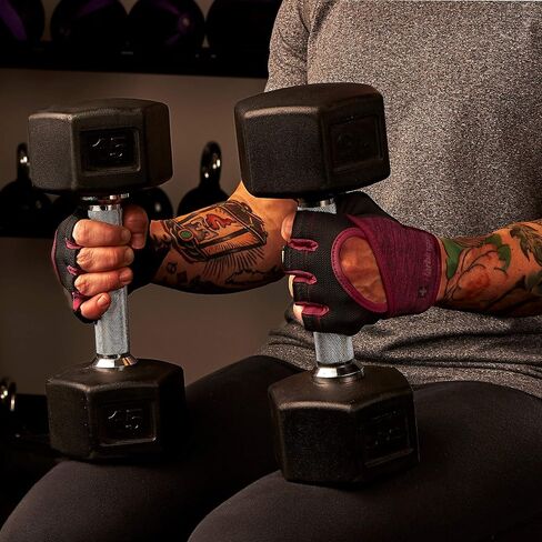 Harbinger Women's Flexfit Wash and Dry Workout Weightlifting Gloves with Padded Leather Palm (1 Pair) Black/Heather in Saudi Arabia