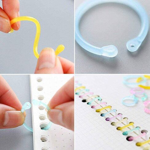 108 قطعة من البلاستيك متعدد الألوان، حلقات ورقية فضفاضة من أوراق الورق، حلقات دفتر الملاحظات، حلقات مفاتيح للكتاب، سلاسل مفاتيح، حلقات مفاتيح لبطاقات الورق الملفوف، قائمة ألبوم الصور، ثلاثة أحجام، 108 قطعة in Kuwait