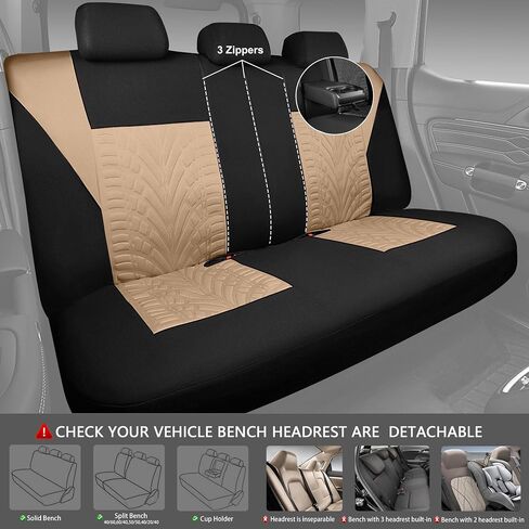 أغطية مقاعد السيارة من CAR PASS، اثنان من الأمام فقط للسيارة، أغطية داخلية للسيارات مطبوعة بإطارات ثلاثية الأبعاد، متوافقة مع الوسادة الهوائية، أغطية مقاعد عالمية سريعة الإعداد للسيارة والشاحنة وسيارات الدفع الرباعي (أسود) in Kuwait