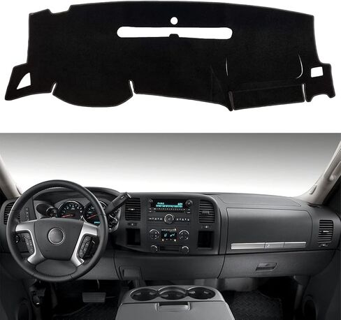 Dashboard Cover for GMC Sierra and Chevrolet Silverado- Fits 2007-2013 Models with Two Glove Boxes. Custom Fit Dash Mat, Won't Break Dash Sensors(Premium Carpet, Beige) in Saudi Arabia
