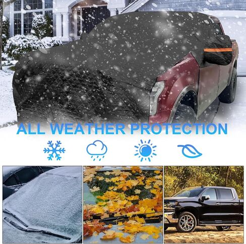 SAPUBK Windshield Snow Cover Compatible with Full Size Pickup with Windproof Belt & Mirror Pocket for Snow Rain Wind Hail Protection Black(Bigger & Thicker) in Saudi Arabia