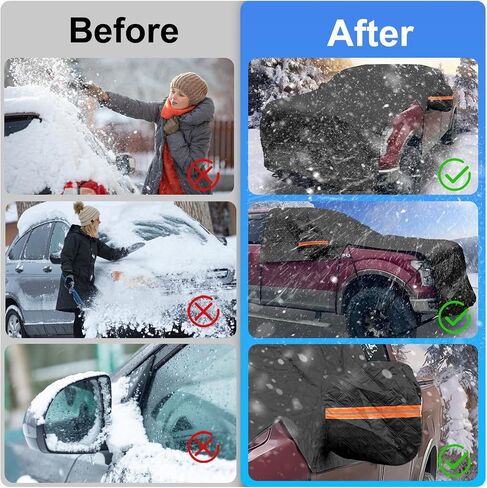 SAPUBK Windshield Snow Cover Compatible with Full Size Pickup with Windproof Belt & Mirror Pocket for Snow Rain Wind Hail Protection Black(Bigger & Thicker) in Saudi Arabia