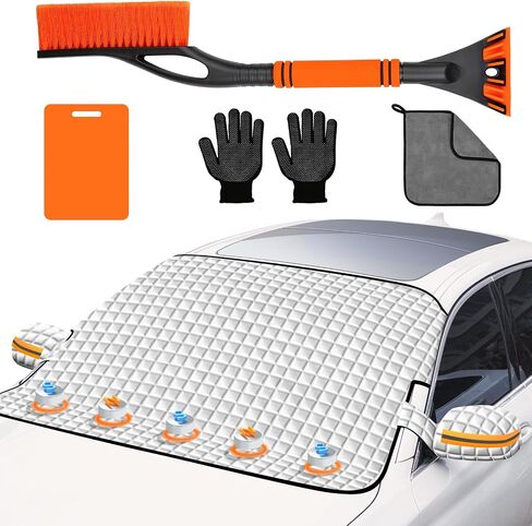 Winter Windshield Covers for Ice and Snow&Winter Car Essentials, Magnetic Car Anti-Snow Cover, Snow Windshield Cover Automotive Exterior Accessories，Free Car Snow Shovel, Towel, and Gloves. in Saudi Arabia