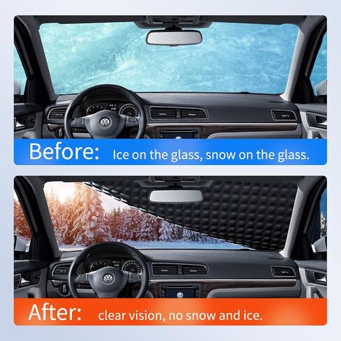 Winter Windshield Covers for Ice and Snow&Winter Car Essentials, Magnetic Car Anti-Snow Cover, Snow Windshield Cover Automotive Exterior Accessories，Free Car Snow Shovel, Towel, and Gloves. in Saudi Arabia