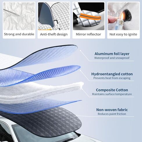 Winter Windshield Covers for Ice and Snow&Winter Car Essentials, Magnetic Car Anti-Snow Cover, Snow Windshield Cover Automotive Exterior Accessories，Free Car Snow Shovel, Towel, and Gloves. in Saudi Arabia