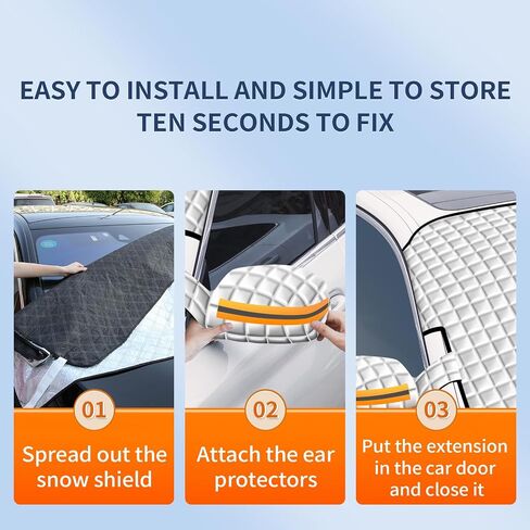 Winter Windshield Covers for Ice and Snow&Winter Car Essentials, Magnetic Car Anti-Snow Cover, Snow Windshield Cover Automotive Exterior Accessories，Free Car Snow Shovel, Towel, and Gloves. in Saudi Arabia