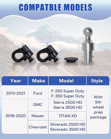 طقم كرة وصلة ربط معقوفة بنظام Puck، طقم وصلة ربط معقوفة (استبدال 60692,31000 رطل)، مناسب لـ 2016-2020 Silverado/GMC Sierra 2500/3500HD، Nissan Titan XD؛2013-2021 Ford F-250/350 Super Duty in Kuwait