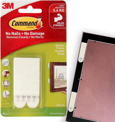 Command White 12 lb Picture Hanging Strips, Decorate Damage-Free, Indoor Use (17201-4PK-ES) in Saudi Arabia