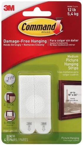 Command White 12 lb Picture Hanging Strips, Decorate Damage-Free, Indoor Use (17201-4PK-ES) in Saudi Arabia