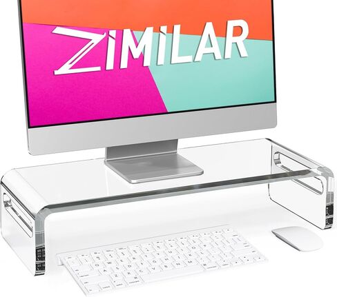 Zimilar 20 inch Large Acrylic Monitor Stand Riser, Crystal Clear Monitor Riser, Acrylic Computer Stand Riser with Keyboard Storage for Computer, Laptop, PC,iMac in Kuwait