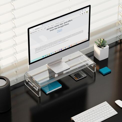 Zimilar 20 inch Large Acrylic Monitor Stand Riser, Crystal Clear Monitor Riser, Acrylic Computer Stand Riser with Keyboard Storage for Computer, Laptop, PC,iMac in Kuwait
