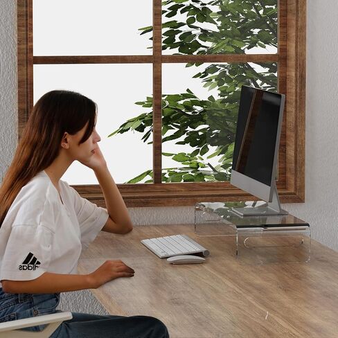 Zimilar 20 inch Large Acrylic Monitor Stand Riser, Crystal Clear Monitor Riser, Acrylic Computer Stand Riser with Keyboard Storage for Computer, Laptop, PC,iMac in Kuwait