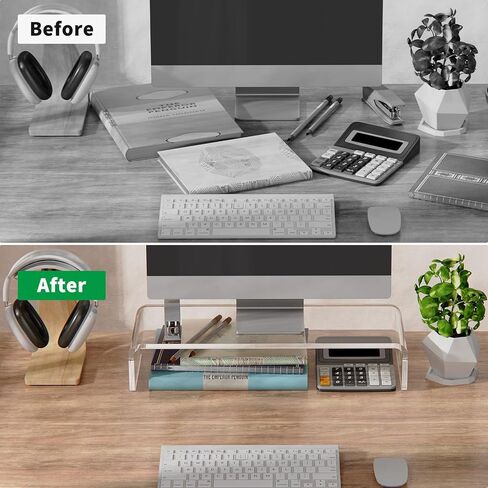 Zimilar 20 inch Large Acrylic Monitor Stand Riser, Crystal Clear Monitor Riser, Acrylic Computer Stand Riser with Keyboard Storage for Computer, Laptop, PC,iMac in Kuwait