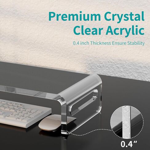 Zimilar 20 inch Large Acrylic Monitor Stand Riser, Crystal Clear Monitor Riser, Acrylic Computer Stand Riser with Keyboard Storage for Computer, Laptop, PC,iMac in Kuwait