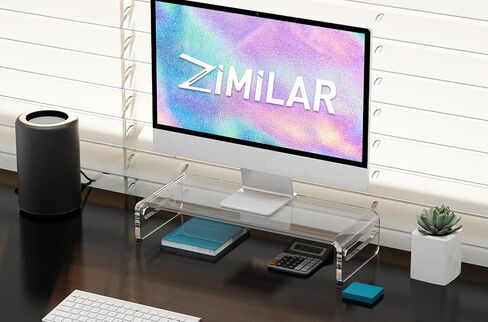 Zimilar 20 inch Large Acrylic Monitor Stand Riser, Crystal Clear Monitor Riser, Acrylic Computer Stand Riser with Keyboard Storage for Computer, Laptop, PC,iMac in Kuwait