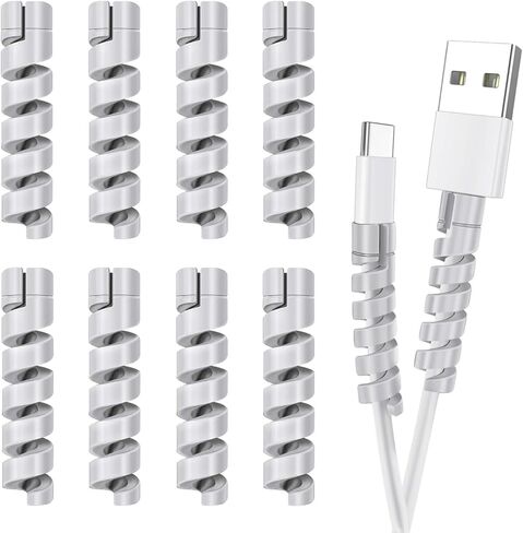 Cable Protector for Phone Pad Notebook Silicone Cord Protector 8 PCS Charger Protectors - Cable Cord Saver for Headphone Laptop Cellphone Cable Accessories (Grey) in Kuwait