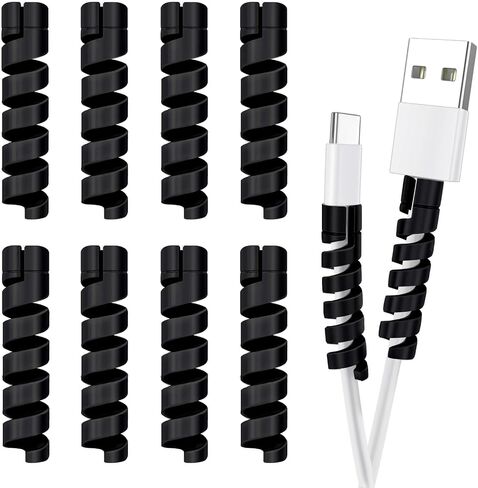 Cable Protector for Phone Pad Notebook Silicone Cord Protector 8 PCS Charger Protectors - Cable Cord Saver for Headphone Laptop Cellphone Cable Accessories (Grey) in Kuwait