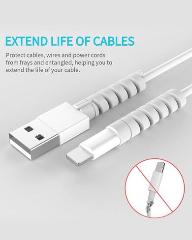Cable Protector for Phone Pad Notebook Silicone Cord Protector 8 PCS Charger Protectors - Cable Cord Saver for Headphone Laptop Cellphone Cable Accessories (Grey) in Kuwait