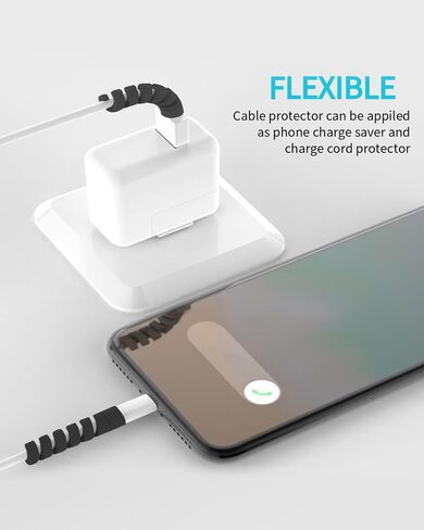 Cable Protector for Phone Pad Notebook Silicone Cord Protector 8 PCS Charger Protectors - Cable Cord Saver for Headphone Laptop Cellphone Cable Accessories (Grey) in Kuwait