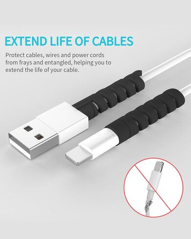 Cable Protector for Phone Pad Notebook Silicone Cord Protector 8 PCS Charger Protectors - Cable Cord Saver for Headphone Laptop Cellphone Cable Accessories (Grey) in Kuwait