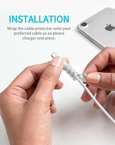 Cable Protector for Phone Pad Notebook Silicone Cord Protector 8 PCS Charger Protectors - Cable Cord Saver for Headphone Laptop Cellphone Cable Accessories (Grey) in Kuwait