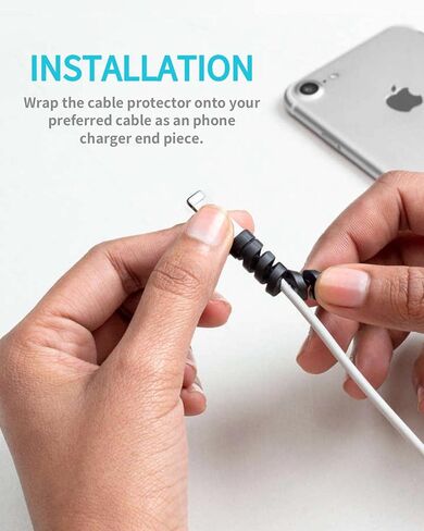 Cable Protector for Phone Pad Notebook Silicone Cord Protector 8 PCS Charger Protectors - Cable Cord Saver for Headphone Laptop Cellphone Cable Accessories (Grey) in Kuwait