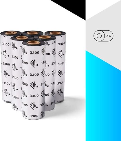Zebra High-Performance Black Wax/Resin Ribbon for Thermal Transfer Desktop Printers, Fast and Simple Replacement, 4.33 in Wide 242 ft Long 0.5 in Core 6 Rolls 10031725SP in Saudi Arabia