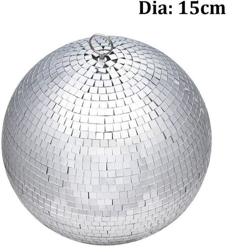 Mirror Disco Ball 6" Cool and Fun Silver Hanging Disco Ball Great for a Party DJ Dance and Music Festivals Stage Lighting Home School Xmas New Year Party Decoration in Kuwait