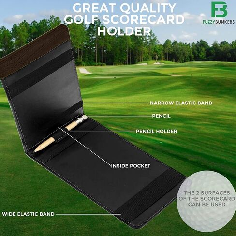 Quality Leather Golf Scorecard Holder - Yardage Book Cover - Golf Yardage Book - Golf Scorecard Book -Free Pencil and Stat Tracker Sheet in Saudi Arabia