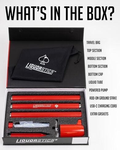 Pins & Aces Golf LiquorStick 2.0 - موزع مشروبات كهربائي، قابل لإعادة الشحن، من الفولاذ المقاوم للصدأ - يحمل ما يصل إلى 750 مل - احتفظ بمشروبك البارد في كل حقيبة جولف. تصميم جديد ومحسن! in Saudi Arabia