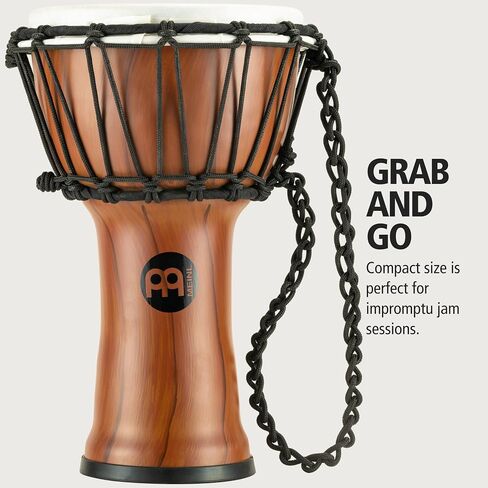 Meinl Percussion Junior Djembe Hand Drum Circle Instrument, Synthetic Shell and Head — NOT Made in China — Compact Size Rope Tuned, 2-Year Warranty (JRD-TA) in Saudi Arabia