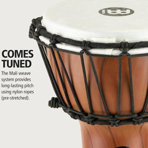 Meinl Percussion Junior Djembe Hand Drum Circle Instrument, Synthetic Shell and Head — NOT Made in China — Compact Size Rope Tuned, 2-Year Warranty (JRD-TA) in Saudi Arabia