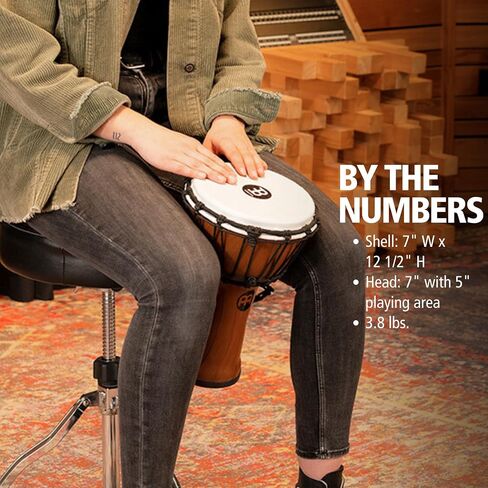 Meinl Percussion Junior Djembe Hand Drum Circle Instrument, Synthetic Shell and Head — NOT Made in China — Compact Size Rope Tuned, 2-Year Warranty (JRD-TA) in Saudi Arabia