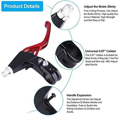 زوج واحد من أذرع فرامل الدراجة، مقبض عالمي من سبائك الألومنيوم للدراجات الجبلية، دراجة الأطفال، دراجة قابلة للطي، MTB BMX بقطر 2.2 سم (أحمر) in Kuwait
