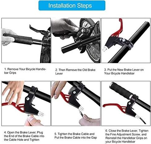 زوج واحد من أذرع فرامل الدراجة، مقبض عالمي من سبائك الألومنيوم للدراجات الجبلية، دراجة الأطفال، دراجة قابلة للطي، MTB BMX بقطر 2.2 سم (أحمر) in Kuwait