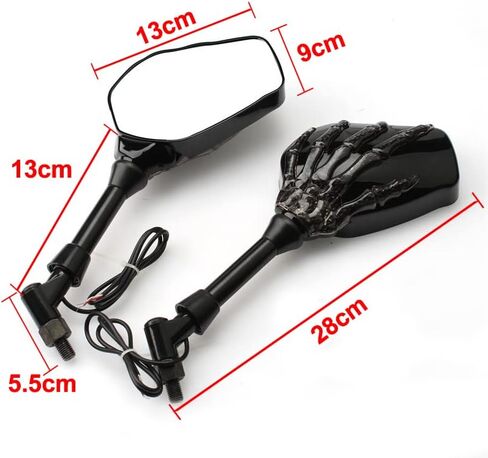 Pairs of Distinctive Skull Skeleton Hand 8mm 10mm Rearview Side Mirror for Motorcycle Scooter Moped Bike Standard Bike (Black) in Saudi Arabia