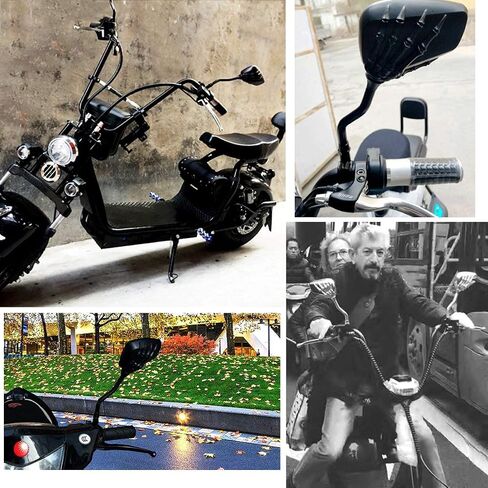 Pairs of Distinctive Skull Skeleton Hand 8mm 10mm Rearview Side Mirror for Motorcycle Scooter Moped Bike Standard Bike (Black) in Saudi Arabia