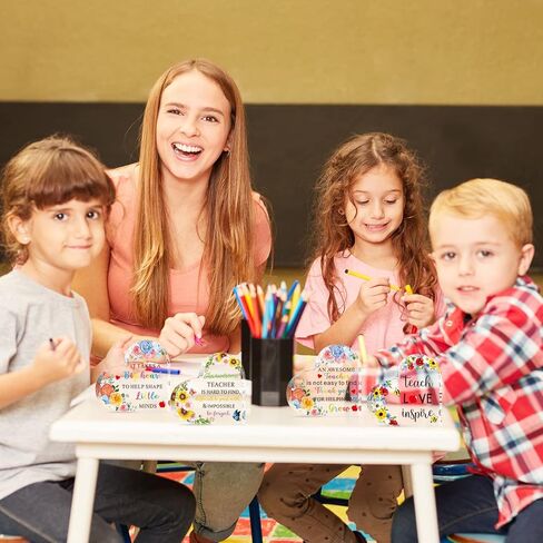 Teacher Appreciation Gifts for Women Acrylic Paperweight Keepsake Gifts End of Year Teacher Gifts for Graduation Decor Gifts First Day of School Sign for Teachers (Heart, 4 Pcs) in Kuwait