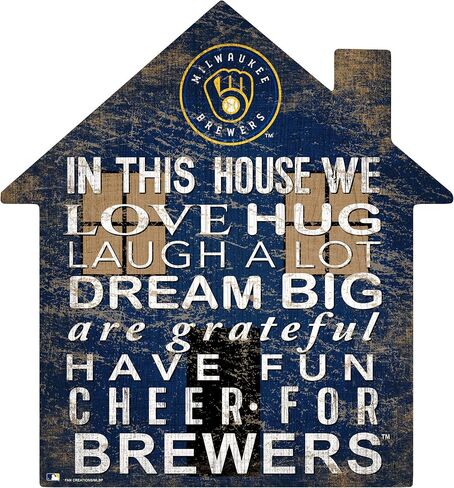 لافتة منزل Milwaukee Brewers للجنسين من Fan Creations MLB Milwaukee Brewers، لون الفريق، 12 بوصة in Saudi Arabia