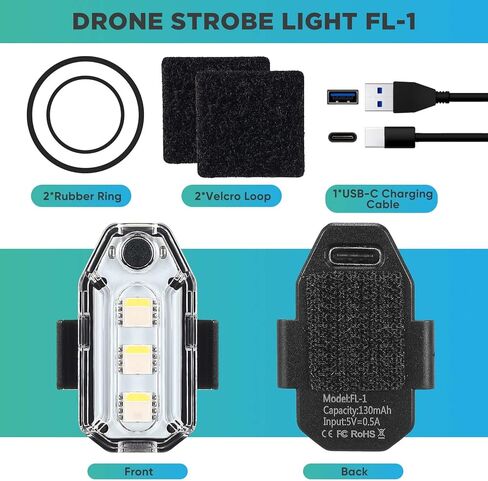 ضوء ستروب بدون طيار متوافق مع طائرات DJI بدون طيار، إضاءة مضادة للتصادمات FAA، 3 ألوان أضواء LED للرحلات الليلية in Kuwait