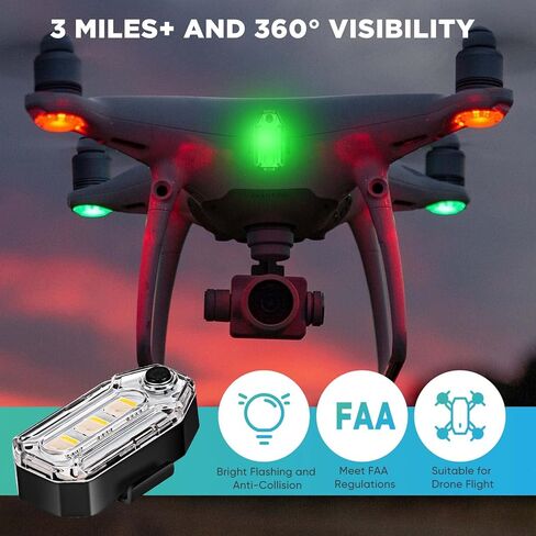 ضوء ستروب بدون طيار متوافق مع طائرات DJI بدون طيار، إضاءة مضادة للتصادمات FAA، 3 ألوان أضواء LED للرحلات الليلية in Kuwait