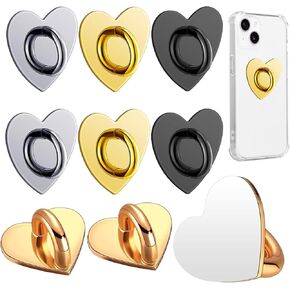 8 Pcs Phone Charm Hook, Adhesive Phone Charm Holder Cell Phone Finger Ring Metal Phone Finger Grip Hook Phone Charm Holder for DIY Hanging Supplies,Heart Phone Charm Hook